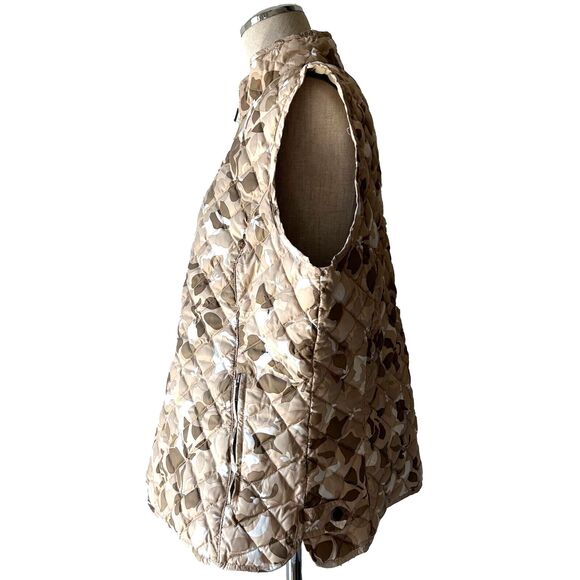 Eddie Bauer Tan Camo Print Quilted Goose Down Puffer Vest - Women's XL - Picture 4 of 12